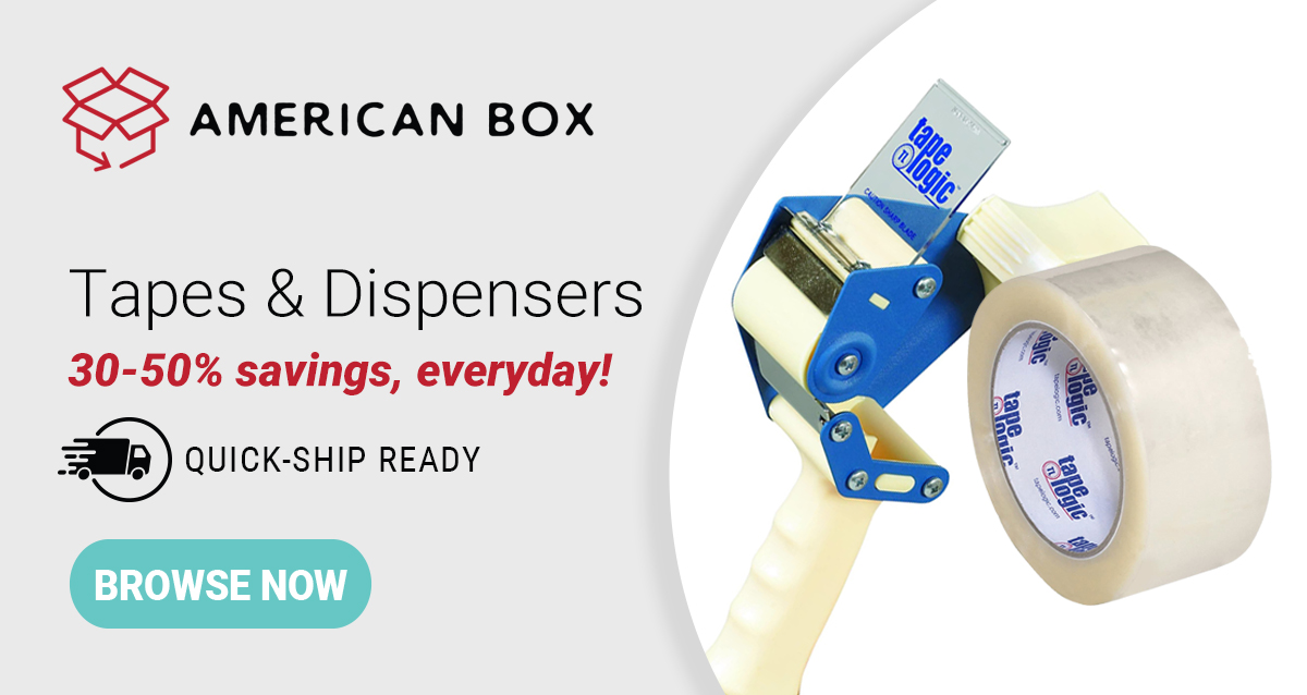 AmBoxCo's tweet photo. If you’re looking for heavy duty, industrial strength #tapes &amp; #tapedispensers, American Box has got you covered. Add on any #packagingsupplies to your next order of #boxes at great prices. Save 30-50% by buying online today. View our inventory: https://t.co/Vp1CgbQBAY https://t.co/5IxtJs6rR7