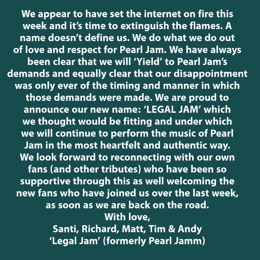 Legal Jam (Formerly Pearl Jamm Tribute) tweet media