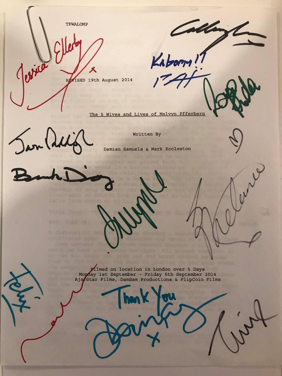 DamianSamuels's tweet photo. @13challenge Hi Robin we have a signed script from @MelvynPfferberg signed by @MelanieCmusic Callum Blue, Brooke D’’Orsay, @JessicaEllerby  @TimWThornton @JasonRiddington @FelixJaxxx @PatrickHHoy @LauraPradelska it’s yours for auction x https://t.co/RzPhRdcBgZ