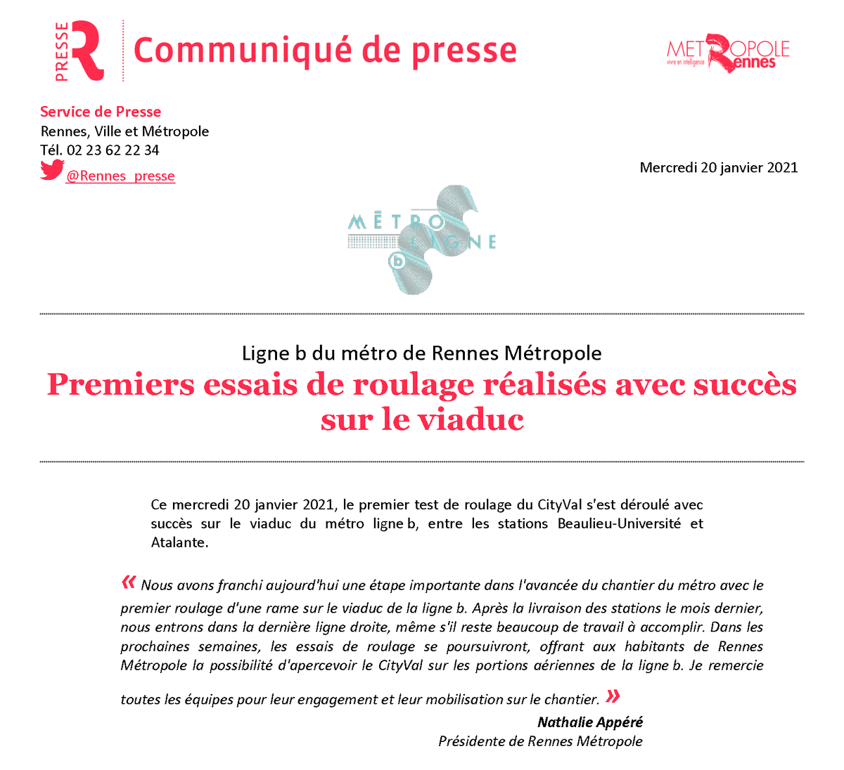 Rennes_presse's tweet photo. [Communiqué] A #Rennes, le CityVal de @SiemensMobility a fait ses premiers tours de roue sur le viaduc de la ligne b du #metro.👀Les Rennais pourront le voir circuler sur les portions aériennes de la ligne ces prochaines semaines 👉https://t.co/MF2KGCvq8f #transports #mobilité https://t.co/fZ23lpXH00