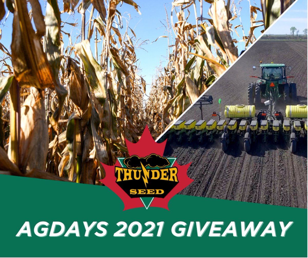 ✨Agdays 2021 giveaway! ✨
.
We are missing all of our customer visits at Agdays this week! Call us for your chance to win FREE SEED for the 2021 season.
.
*Giveaway only eligible for Thunder Seed in Western Canada*
.
Call 204-750-2192 or a Thunder Seed Rep for a chance to win!