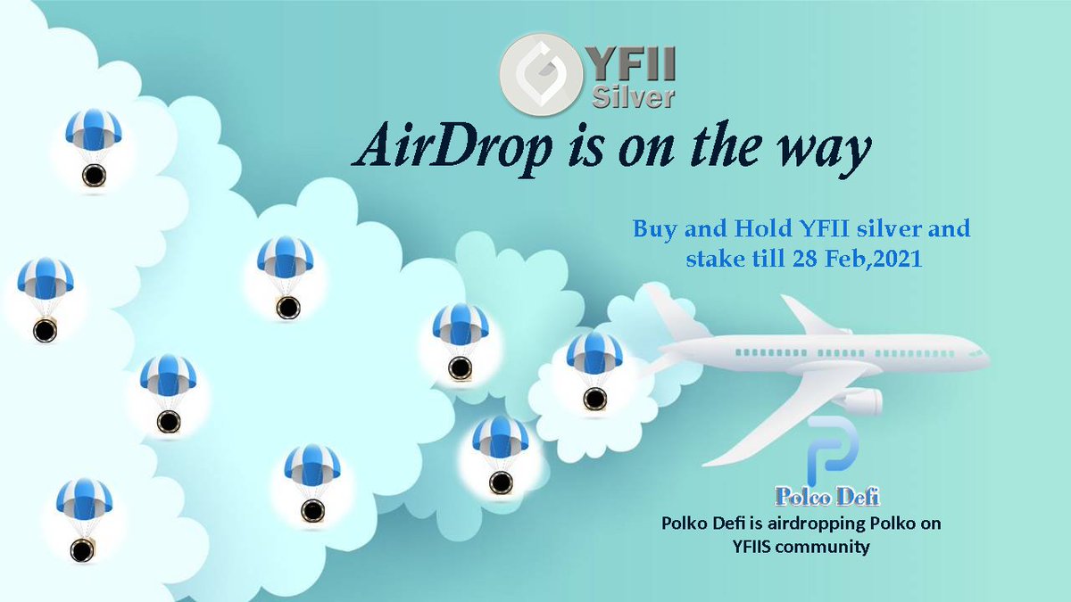 SilverYfii's tweet photo. 🎁🎁🥳🥳Airdrop is on the way.🎊🎊🎉🎉
Conditions: Follow, retweet and tag 3 persons.
POLKO Defi is Airdroping free Polko's to our community
Hold and stake YFIIS till listing i.e28 Feb
Listing Price $50 to $100
#airdrops #CryptoNews #bullrun #yfiis #yfi #eth #Giveaways #eth #btc https://t.co/G5Or6nFaoI