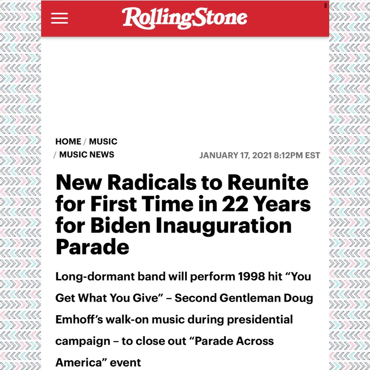 Music has  the power to Heal and Change the atmosphere, &amp; We are honored to be apart of this CHANGE!Join us at 8:30pm ET to celebrate the historic inauguration of <a href="/JoeBiden/">Joe Biden</a> and <a href="/KamalaHarris/">Kamala Harris</a>! We will serve as the closing act at the inauguration virtual parade. 🙏🏾#Inauguration2021