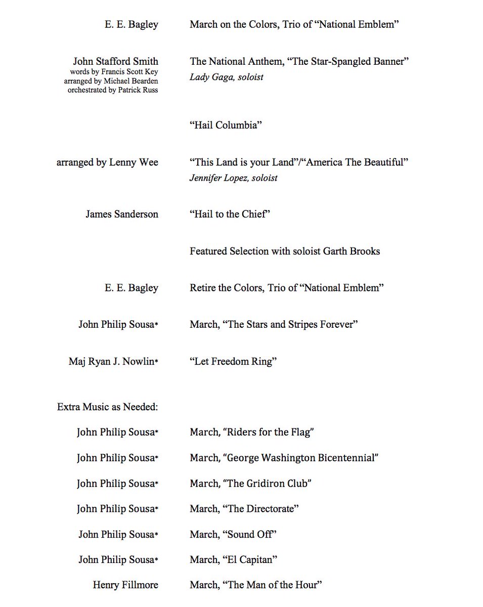 marineband's tweet photo. MUSIC EDUCATORS: Here's what the program looks like for the prelude and ceremony if your students are following along (SUBJECT TO CHANGE). Download program/more information and timeline here: https://t.co/NHRv6kvcZ0 #InaugurationDay #Inauguration2021 https://t.co/d3SVZlqoo3