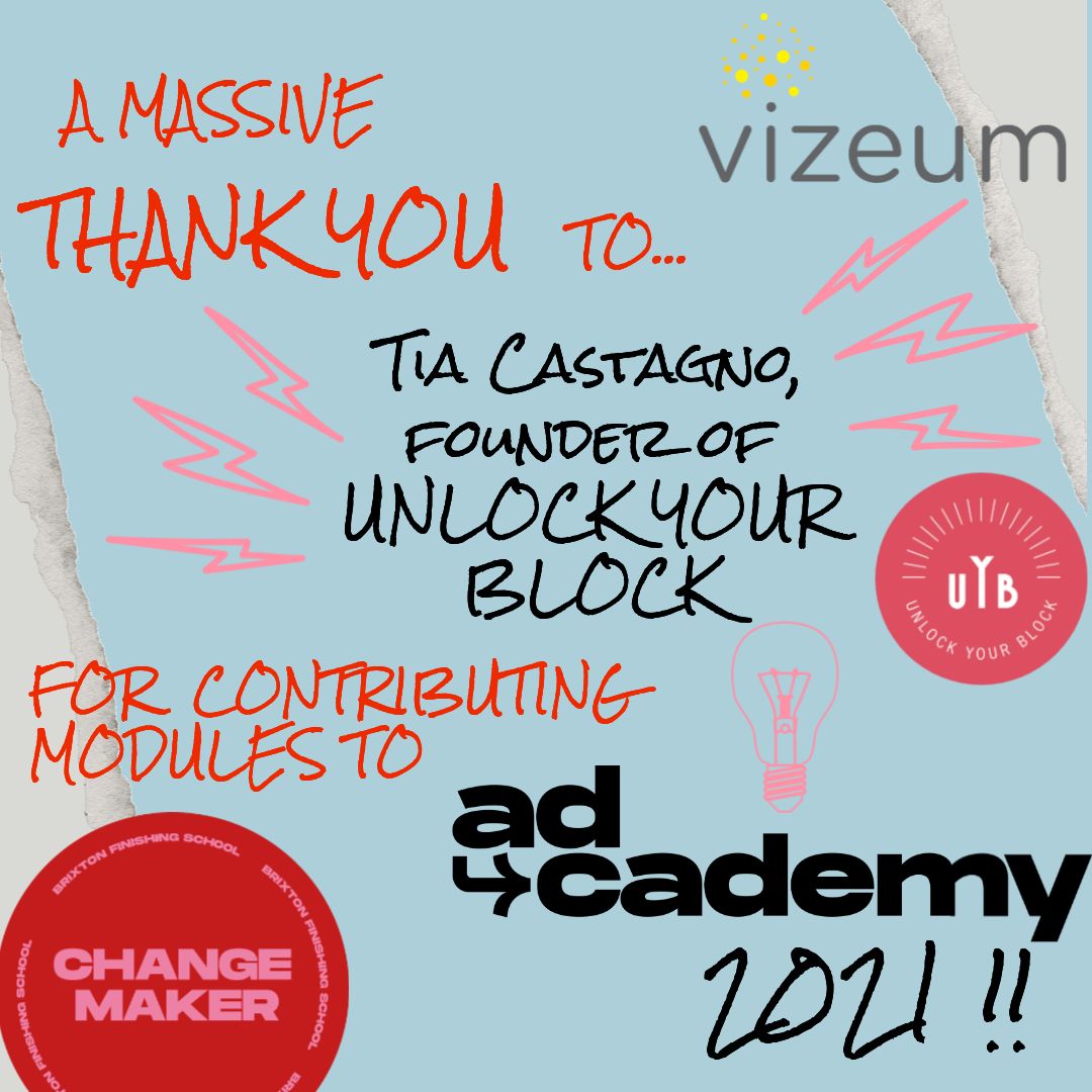Thank you @TiaCastagno for contributing a module to #AdCademy #2021 in which our students will learn to maximise their #potential, use their #talent and unlock their blocks to being their best selves! Tia is currently the global MD of @Vizeum and founder of UnlockYourBlock!