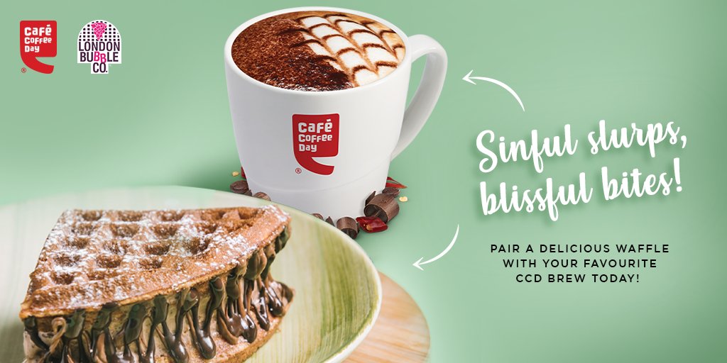 Find the perfect match for your favourite CCD coffee from a wide range of waffles by London Bubble Co at your nearest CCD now! *Available at select cafes. 

#cafecoffeeday #ccd #londonbubbleco #waffee #coffee #waffles #wafflelove #coffeeandwaffles #dessert #sweettooth