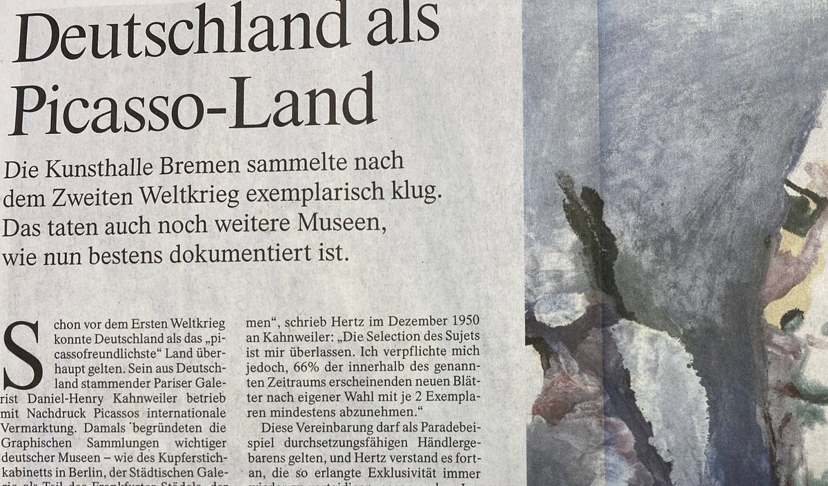 Kunsthalle_HB's tweet photo. Heute gibt das @FAZ_Feuilleton einen Einblicke in die #picassoconnection:
Wenn die Ausstellung eröffnet, „dann wird man sie unbedingt sehen wollen.“ #museumsnachrichten #museum #picasso #kulturnachrichten https://t.co/D7XfKrWyB5