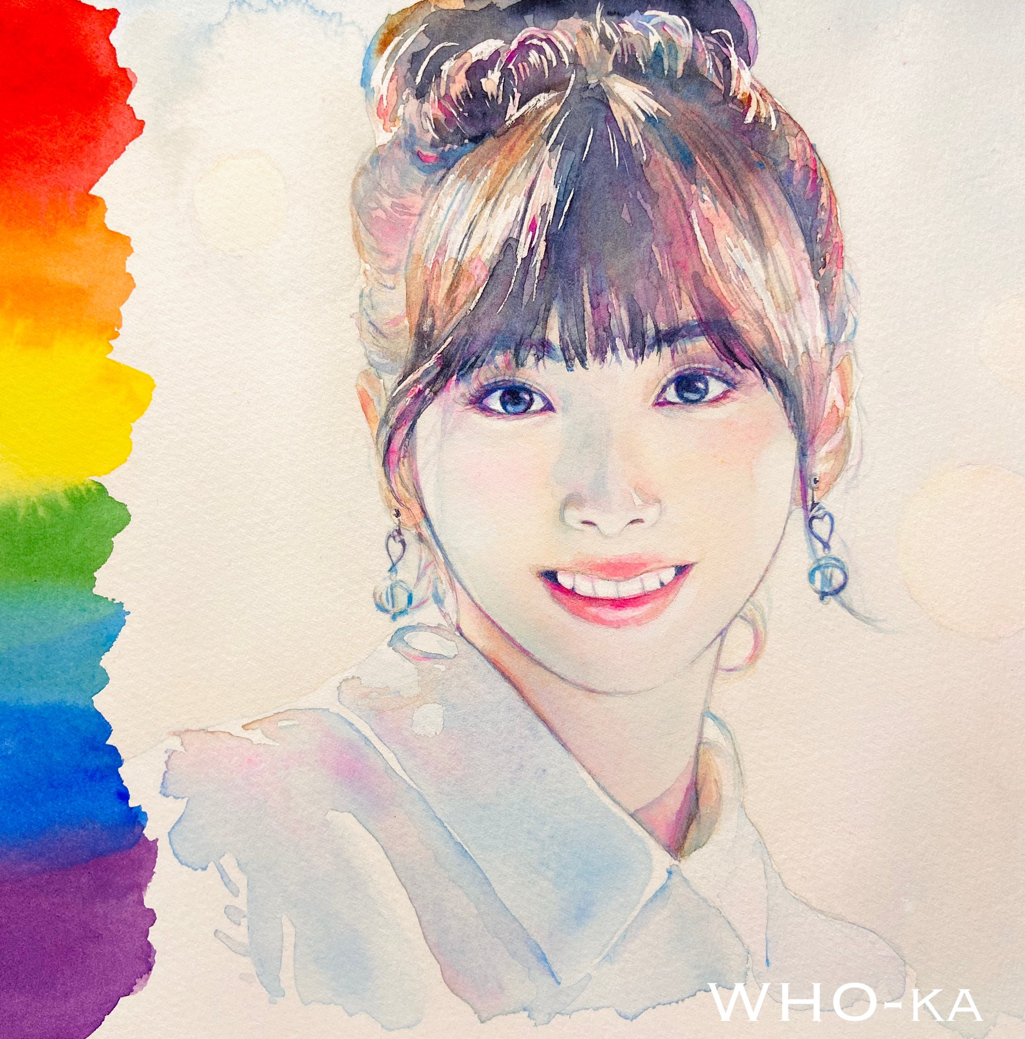 Tuwita Who Ka A Tuwita ミイヒちゃん描いてみました 水彩画 F4 Niziu Niziumiihi ニジュー Withu Miihi ミイヒ Stepandastep Jypark ファンアート 女の子イラスト 水彩画 水彩 イラスト イラストレーター 絵描きさんと繋がりたい イラスト好きな人