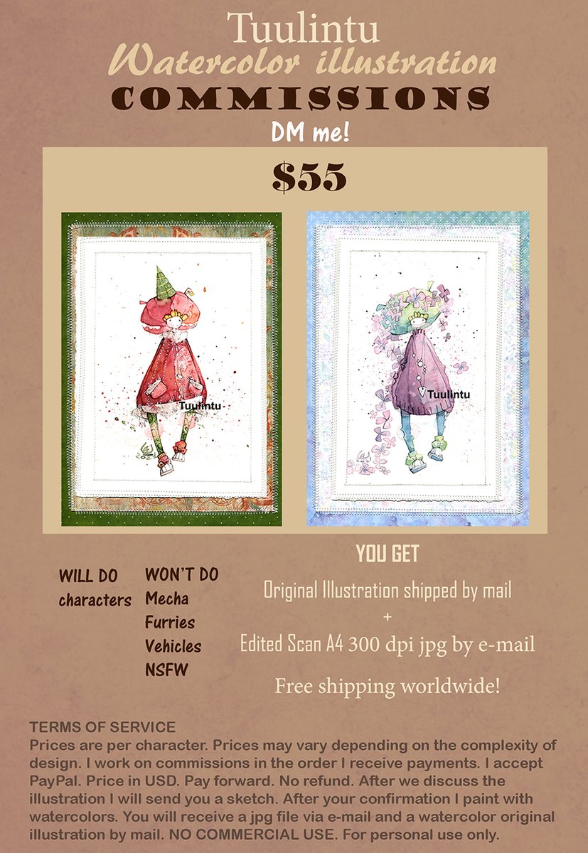 tuulintu's tweet photo. @SNpolandart Hello!

My name is Tuulintu.
I paint fantasy watercolor iilustrations.

Character commissions open. DM me!

Also:
Etsy: https://t.co/vT82ZSUzlD
Ko-fi: https://t.co/XODeNLryOD https://t.co/qNJf5sObj2