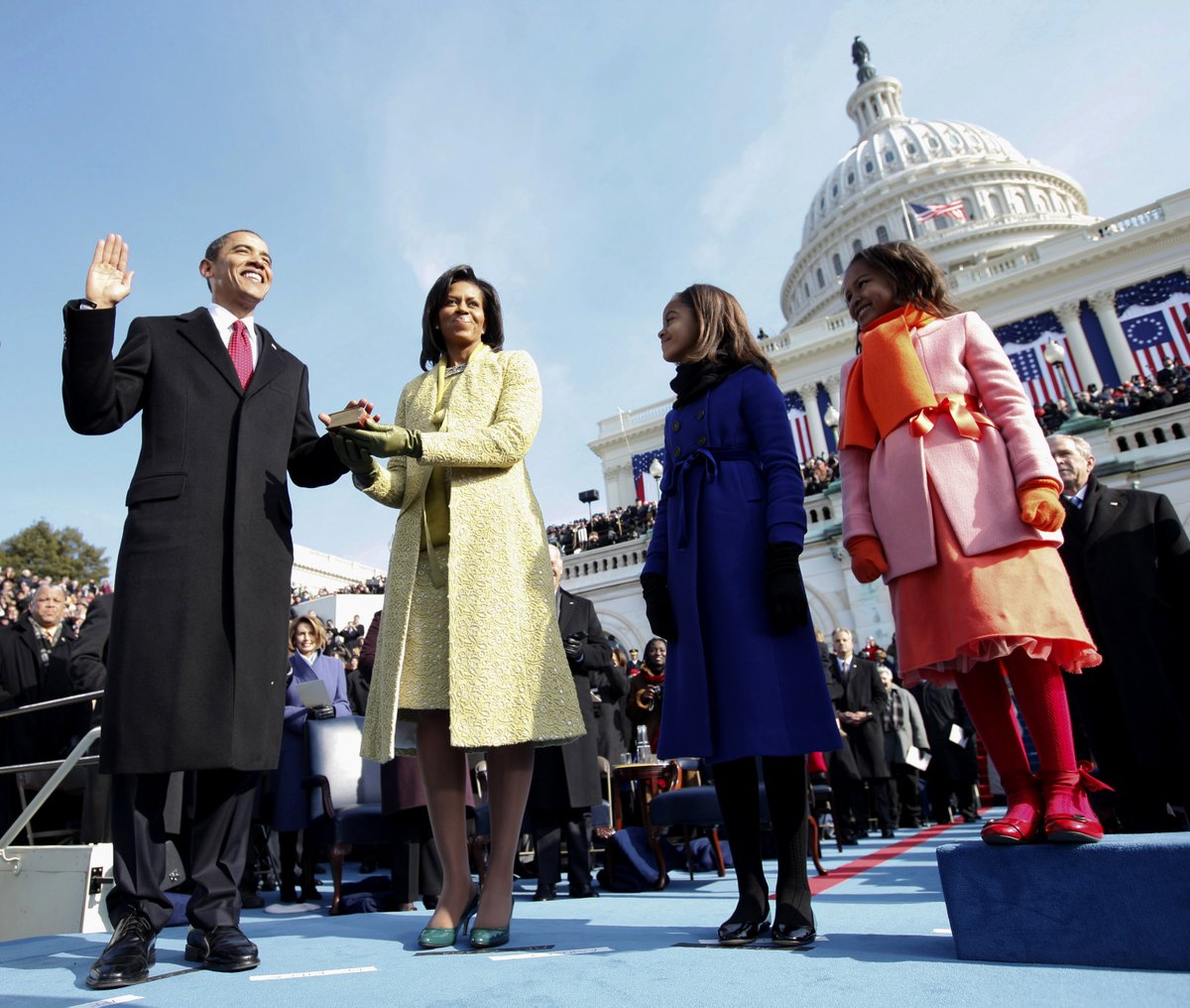In 2009, Barack Obama became the nation’s first Black president — and the first president to be inaugurated two days in a row.He and Chief Justice John Roberts had to perform a do-over after they stumbled over words in the oath of office. (AP/Chuck Kennedy)