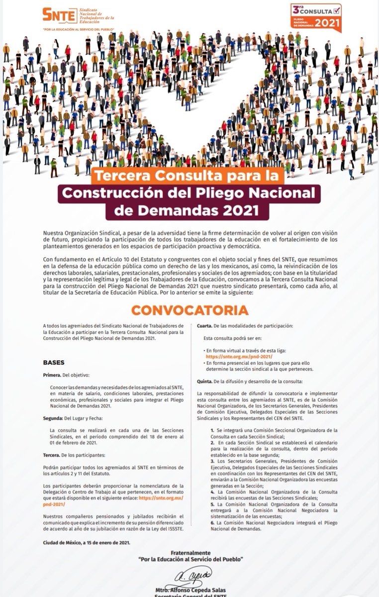JNCR2018's tweet photo. Somos el primer Sindicato en incorporar en cada decisión la voz de nuestros agremiados, su participación respalda nuestras propuestas y su visión nos conecta con el futuro.
Te invito a participar y seas parte de la Tercera Consulta del Pliego Nacional de Demandas 2021. https://t.co/v68B0iW6vS
