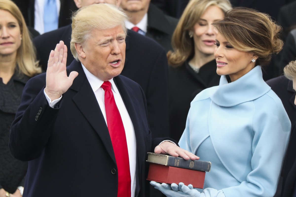 And finally, America’s most recent inauguration ceremony: Here’s Donald Trump taking the oath of office in 2017, with Melania by his side. (AP/Andrew Harnik)