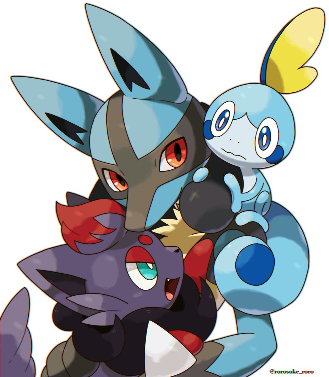 sobble pokemon (creature) open mouth blue eyes white background bright pupils furry white pupils  illustration images