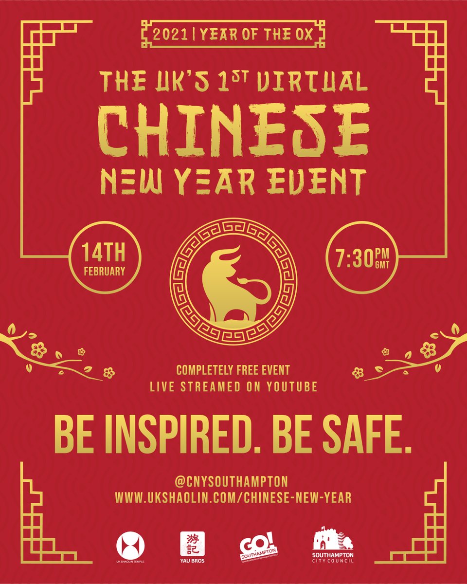 SouthamptonCC (@southamptoncc) on Twitter photo 🏮 This year UK Shaolin Temple will present a unique Chinese New Year celebration from the comfort of your home to mark the Year of the Ox 2021 🐂 The free online event will premiere on Sunday 14 February at 7:30pm on YouTube. Watch it here ukshaolin.com/chinese-new-ye… <a href="/CNYSouthampton/">Chinese New Year</a> 🏮 This year UK Shaolin Temple will present a unique Chinese New Year celebration from the comfort of your home to mark the Year of the Ox 2021 🐂 The free online event will premiere on Sunday 14 February at 7:30pm on YouTube. Watch it here ukshaolin.com/chinese-new-ye… <a href="/CNYSouthampton/">Chinese New Year</a>