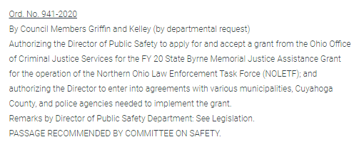 Ward 13 Councilman Kelly Representative presents Ord. No. 941-2020.