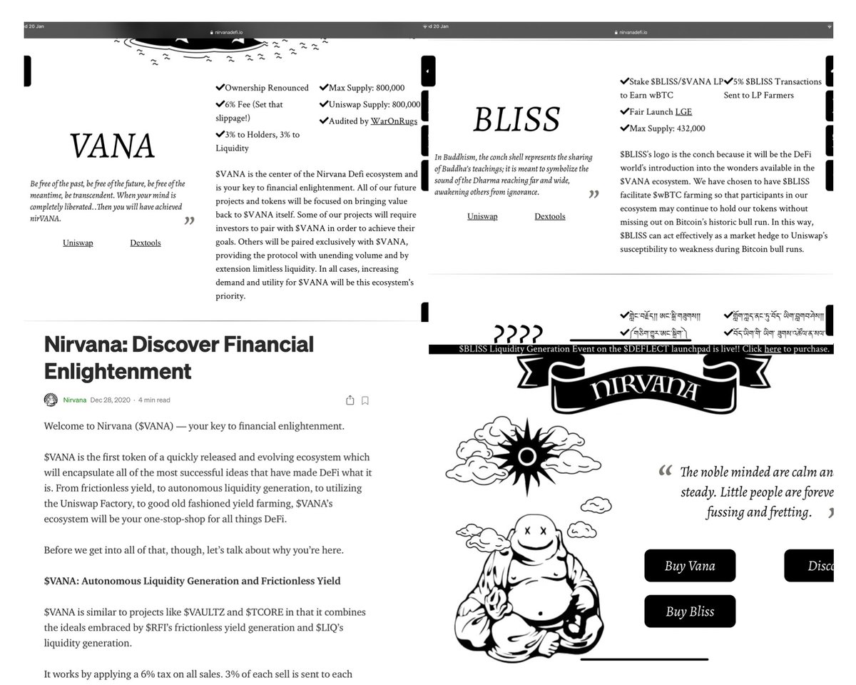 $VANA \ $BLISS

🌈Dual token ecosystem audited by @WARONRUGS 
🌈Ownership renounced 
🌈Max supply 800k
🌈6% fees on txs - 3% to holders , 3% to liquidity

🌈 $BLISS Max supply 432k
🌈5% $BLISS txs sent to LP farmers 
🌈Stake $VANA &amp; $BLISS &amp; earn $WBTC