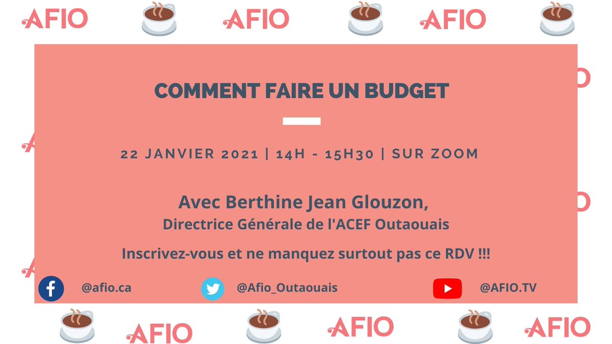 Nous recevons Berthine Jean Glouzon, Directrice générale de l'ACEF pour nous entretenir sur le thème très important du budget. Merci de nous rejoindre...
Lien d'inscription: us02web.zoom.us/webinar/regist…