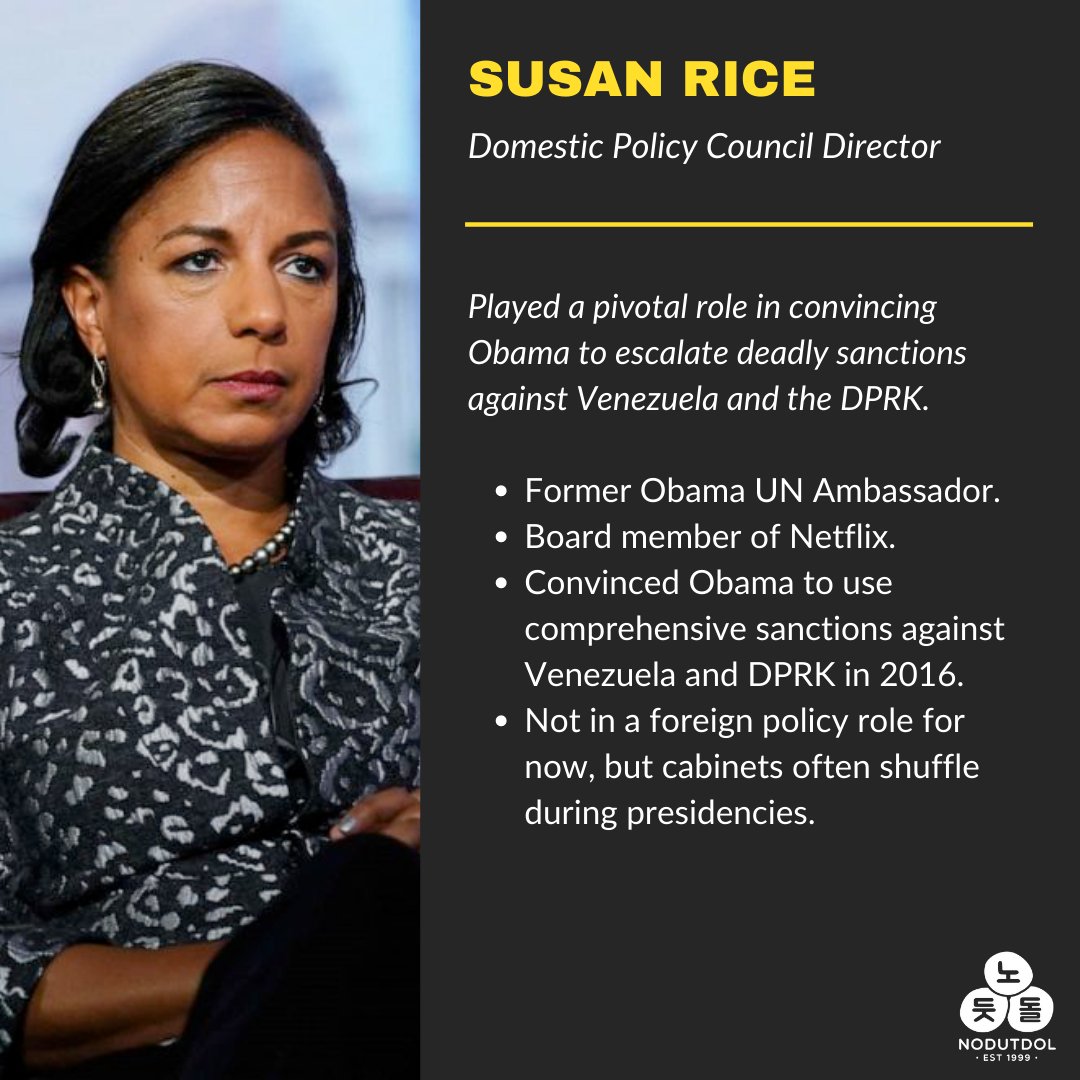 nodutdol's tweet image. The Biden cabinet is largely made up of Obama and Clinton alums. It's important to remember that the US siege of the DPRK and occupation of the ROK is a bipartisan strategy. 

"Diverse" cabinets aren't enough. We need a mass movement to end imperialism and war.