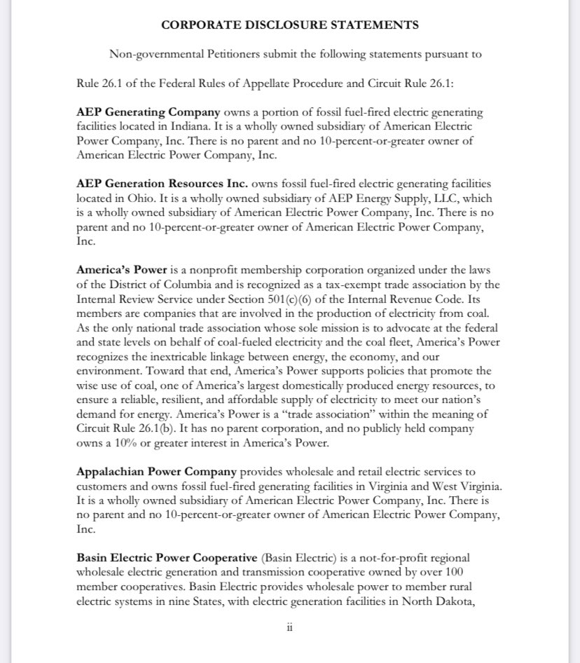 Here’s the Chamber’s name on a list of fossil fuel & utility industry supporters of Trump’s failed ACE Rule from that court case. The EPA would have started actually limiting GHG emissions from power plants years ago if it weren’t for lawsuits by bad apples like the Chamber.
