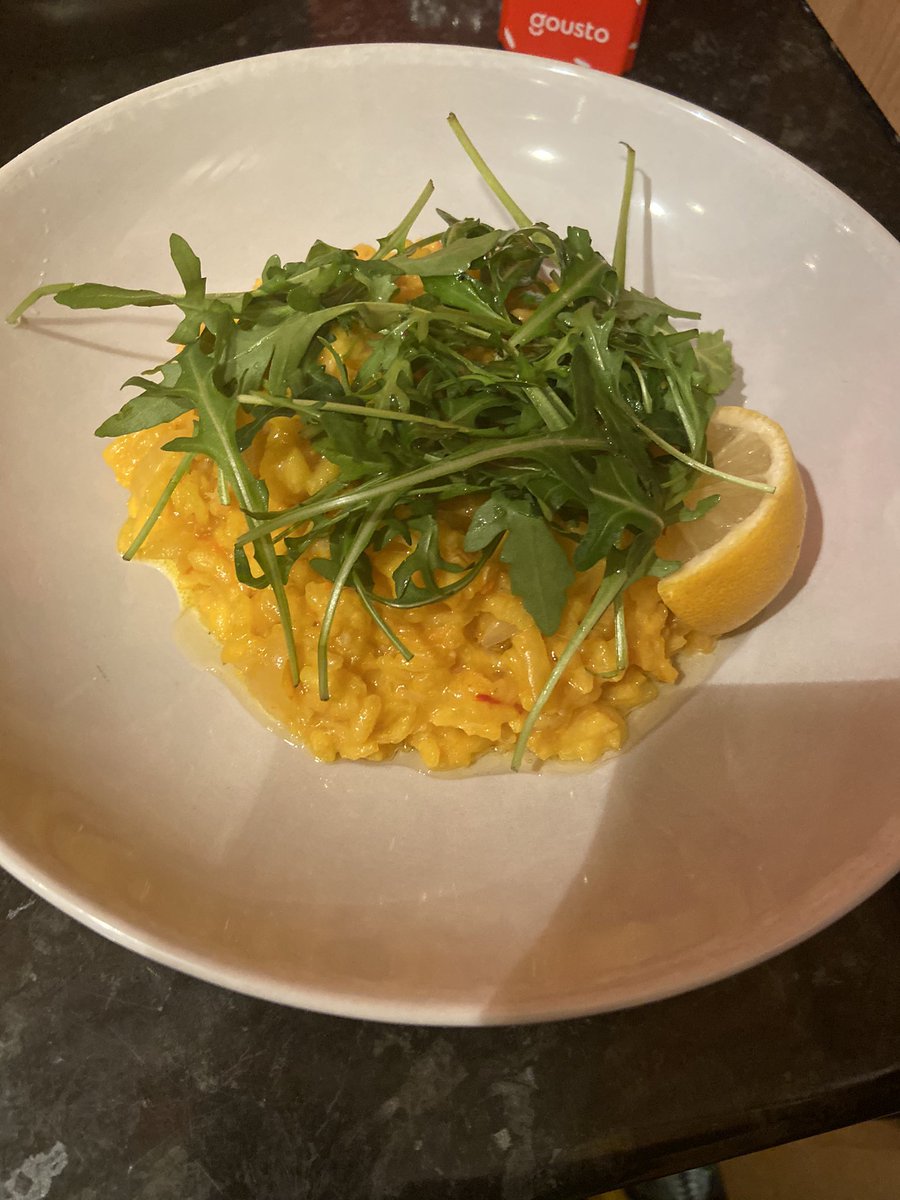 EmmaBruce's tweet photo. Not posted a @goustocooking photo for a while. This was delicious! Saffron, crab and clotted cream risotto! #gousto #goustocooking #goustogang #goustobox get 50% off with this gousto code https://t.co/3vKyCPgRA8 https://t.co/mpNRrOp0tY