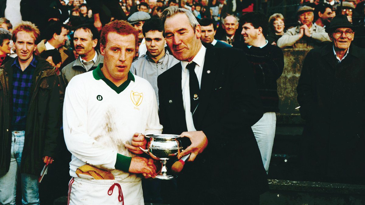 Another historic breakthrough in 1989, with a first and only title for  @LusmaghGAA. Star goalkeeper Jim Troy was a popular captain, and received the cup from County Board Chairman, Brendan Ward.