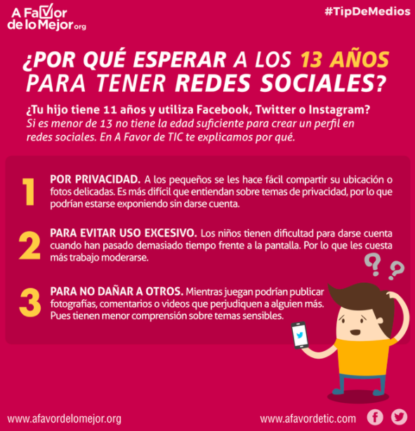 afavordelomejor's tweet photo. #AFMContigo ¿Por qué es bueno esperar a que tengan 13 años nuestros hijos, para que tengan un perfil en #redessociales?
#buenusodepantallas
#Facebook
#Instagram
#Twitter
#snapchat https://t.co/n2590TT4kA