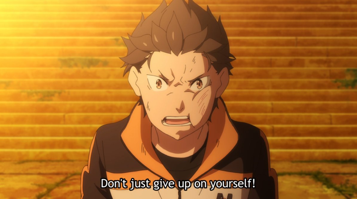 MCs should embody the core message of a series. This is exactly what Subaru does here, in this meaningful exchange (love the dialogue here). Subaru was only able change for the better as he stopped giving up on himself, & so he tries to pull Garf out of stagnation as well.