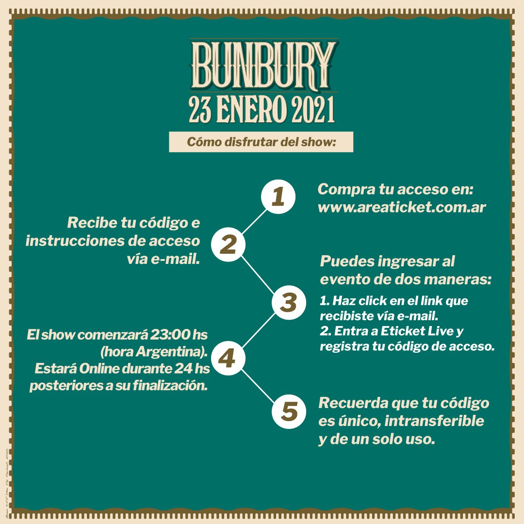 Llegó el día para disfrutar del gran show vía Streaming de Enrique BUNBURY!
👇 Aquí te recordamos las instrucciones 👇