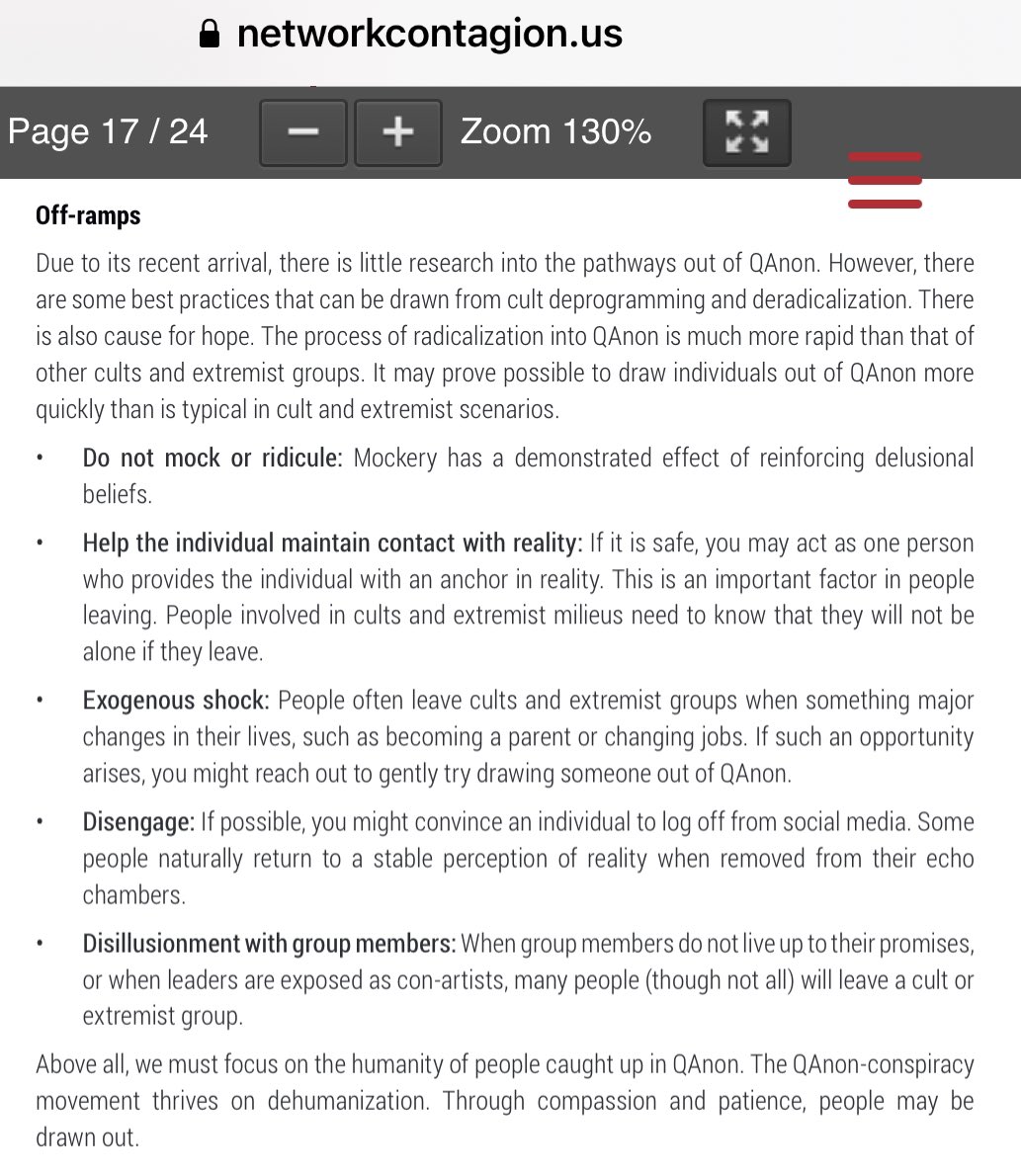 Please retweet this as often as you can. We need to change our focus to Justice and deprogramming. There are a large portion of Americans who are feeling broken by 45s cult. This document can help us, help them, find their way back to reality. Like it or not they are us.