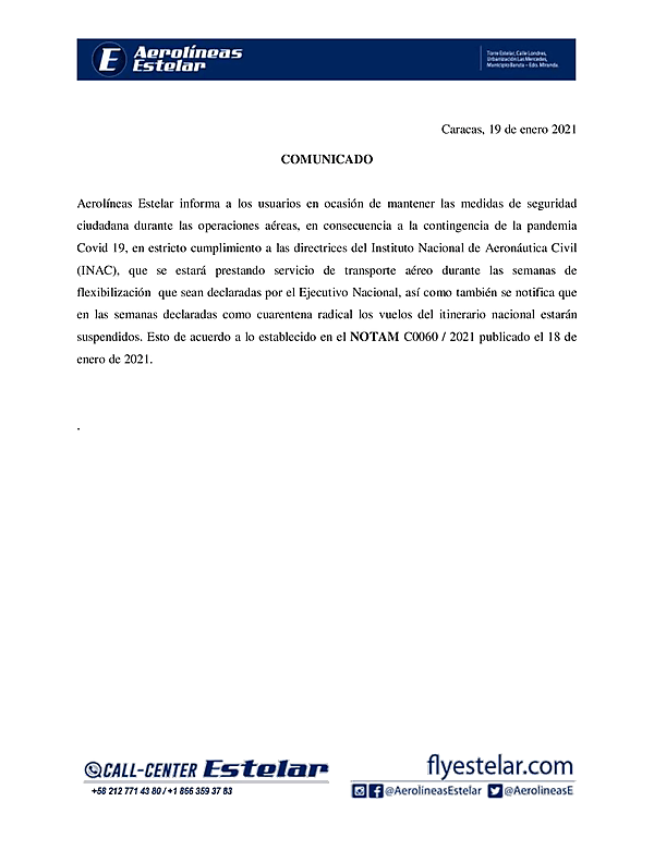 #PasajeroEstelar Comunicación Importante ⬇️
