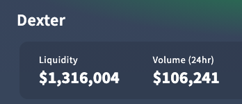 Dexter's daily volume is now regularly over $100k