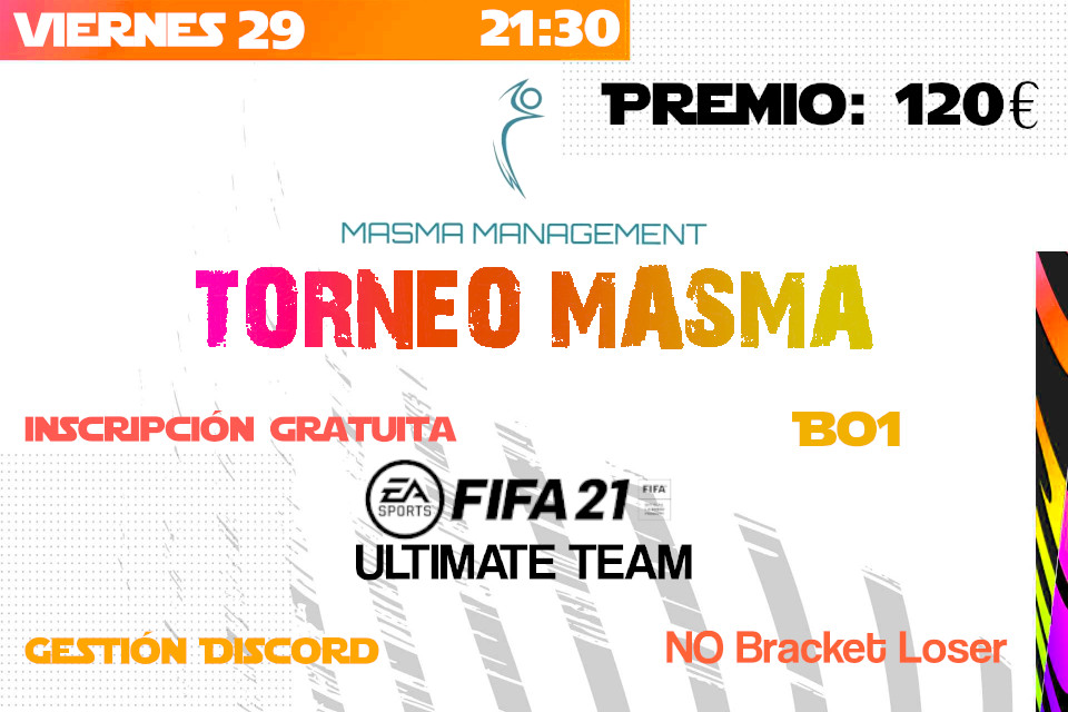 TORNEO MASMA #2

#FIFA21

<a href="/CocLizar/">Lizar</a>, ¿tienes algo que decir😉? 

Requisitos:
- Seguir la cuenta de <a href="/Masmamanagement/">MASMA</a>
- MG y RT a esta publicación 💥

¡Envíanos tu ID por MD!