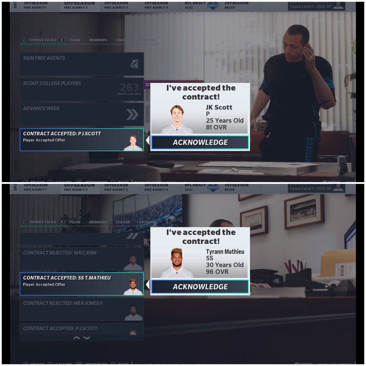 SPML_Panthers's tweet image. #SPML19 / Offseason / FA Round 1

We kick start the offseason with a huge signing by locking up P JK Scott on a 3 year deal.

We follow that blockbuster signing  by acquiring SS Mathieu to partner FS Sherman at the back end of the defense.

@SPML_CFM