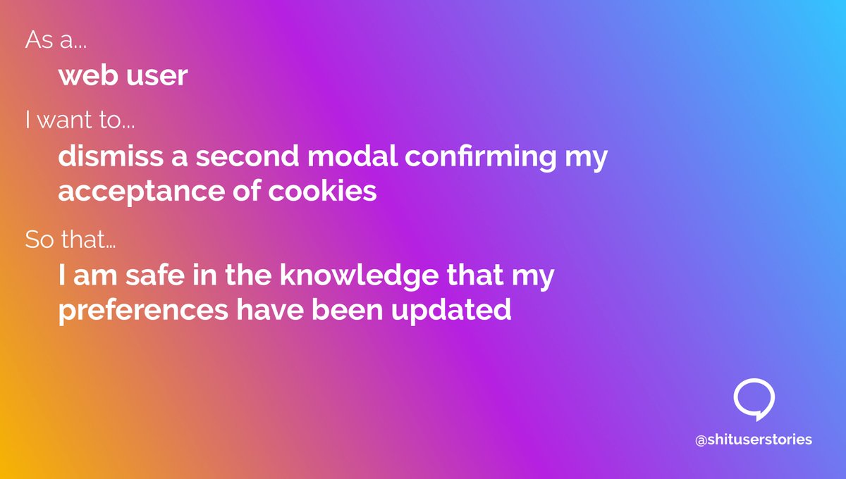 As a
web user 
I want to
dismiss a second modal confirming my acceptance of cookies 
so that
I am safe in the knowledge that my preferences have been updated