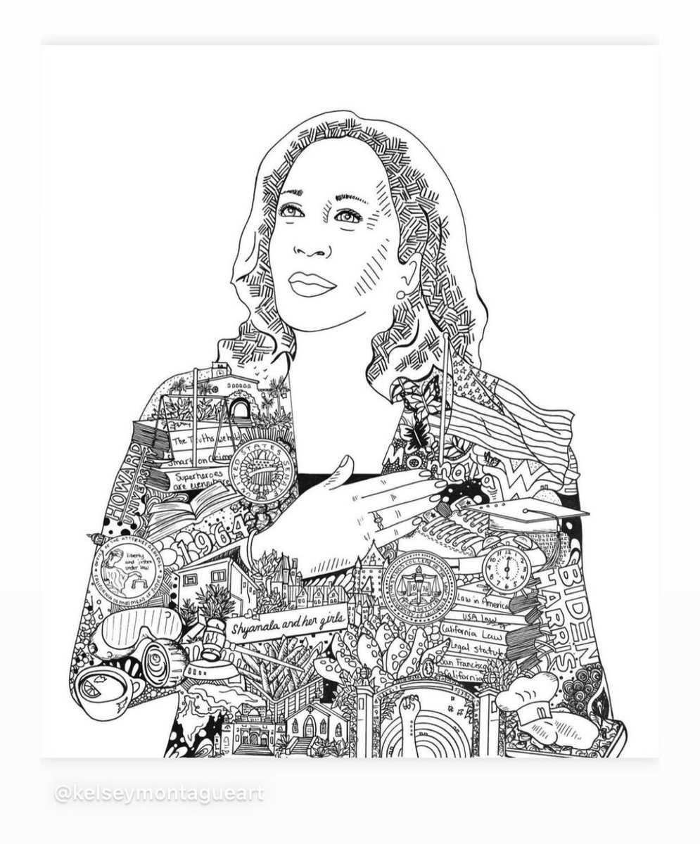 History was made today 🇺🇸❤️  Madam Vice President Kamala Harris . Art by @kelseymontagueart