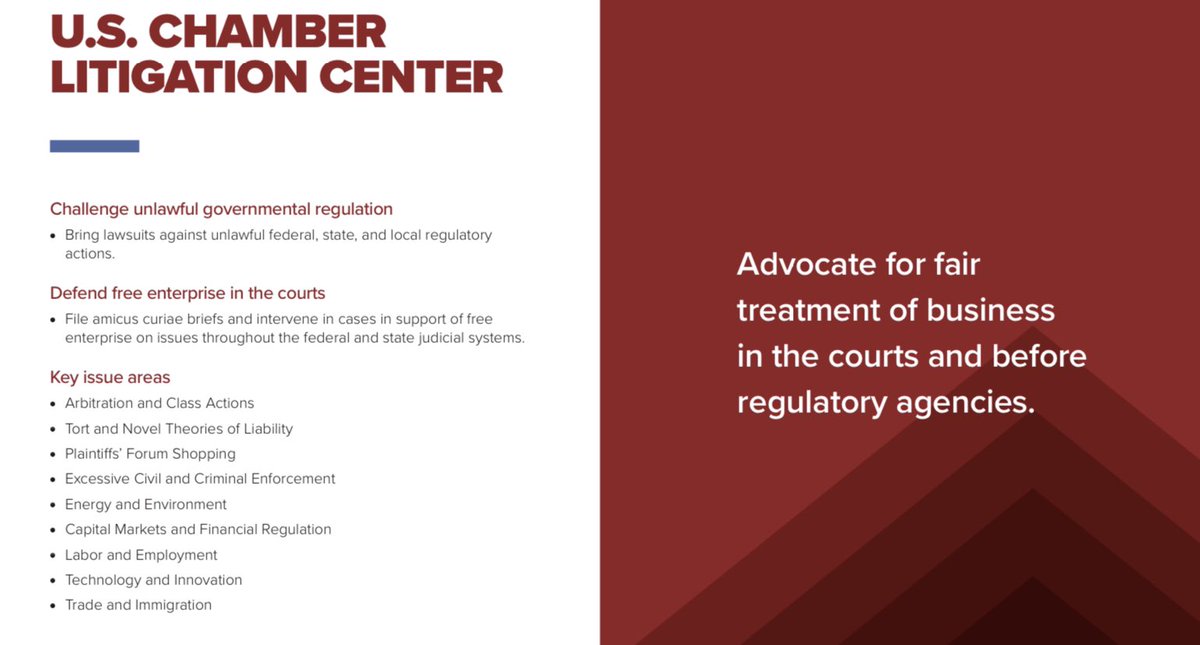 How much has the U.S. Chamber really changed on climate change? Exhibit A - Priorities for 2021: “Bring lawsuits against federal, state, and local regulatory actions” including on energy and environment issues  https://www.uschamber.com/sites/default/files/uscc_policyprioriteis_booklet_2020.pdf