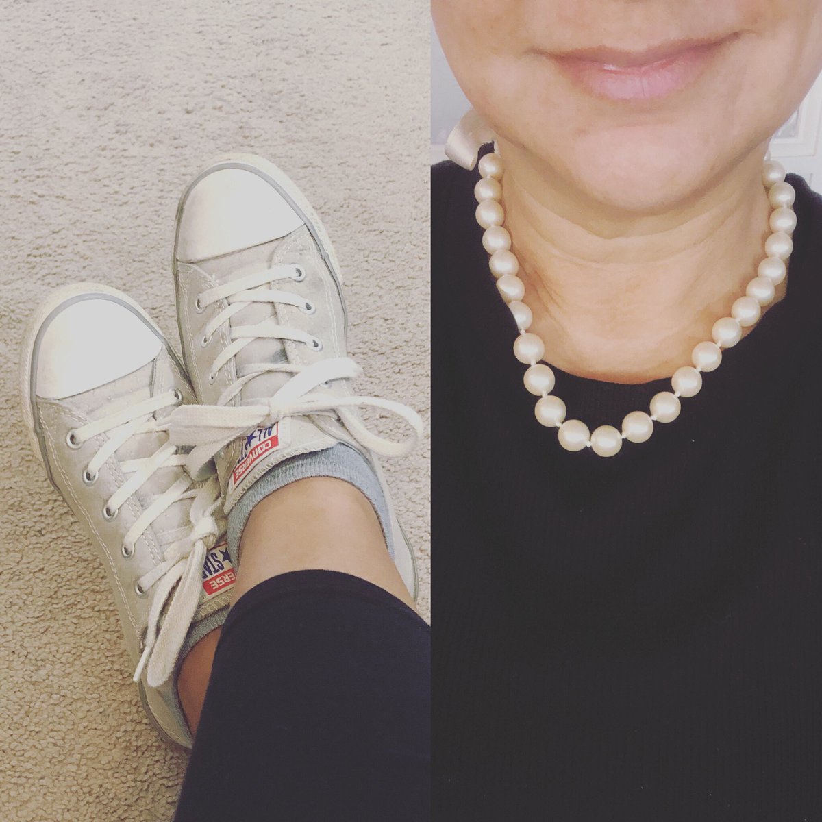 Liljava15's tweet image. Chucks and pearls...it’s an honor to wear these today.  🇺🇸 #InaugurationDay2021  #chucksandpearlsforKamala