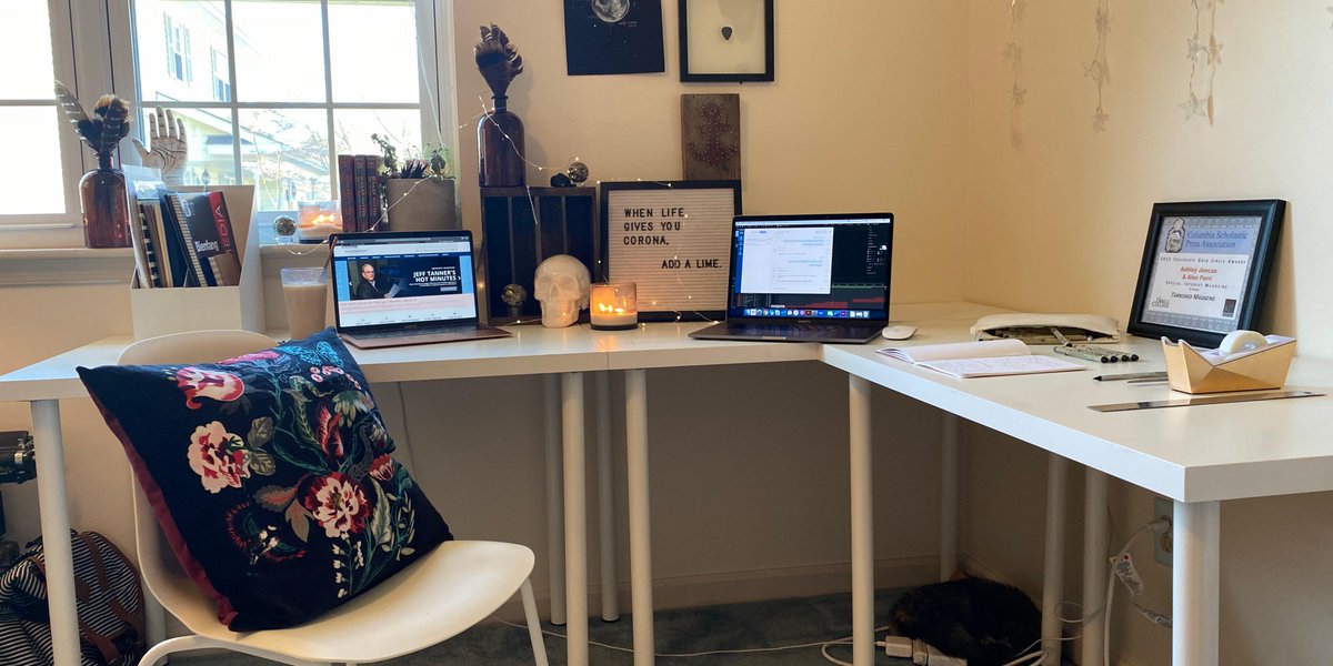 ODU's tweet photo. Here are just a few of our hard-working Monarchs workspaces ready for remote learning. Tag us in your spaces and remember, we are here for you! #ODU #ODUAtHome https://t.co/gfEosdviSe