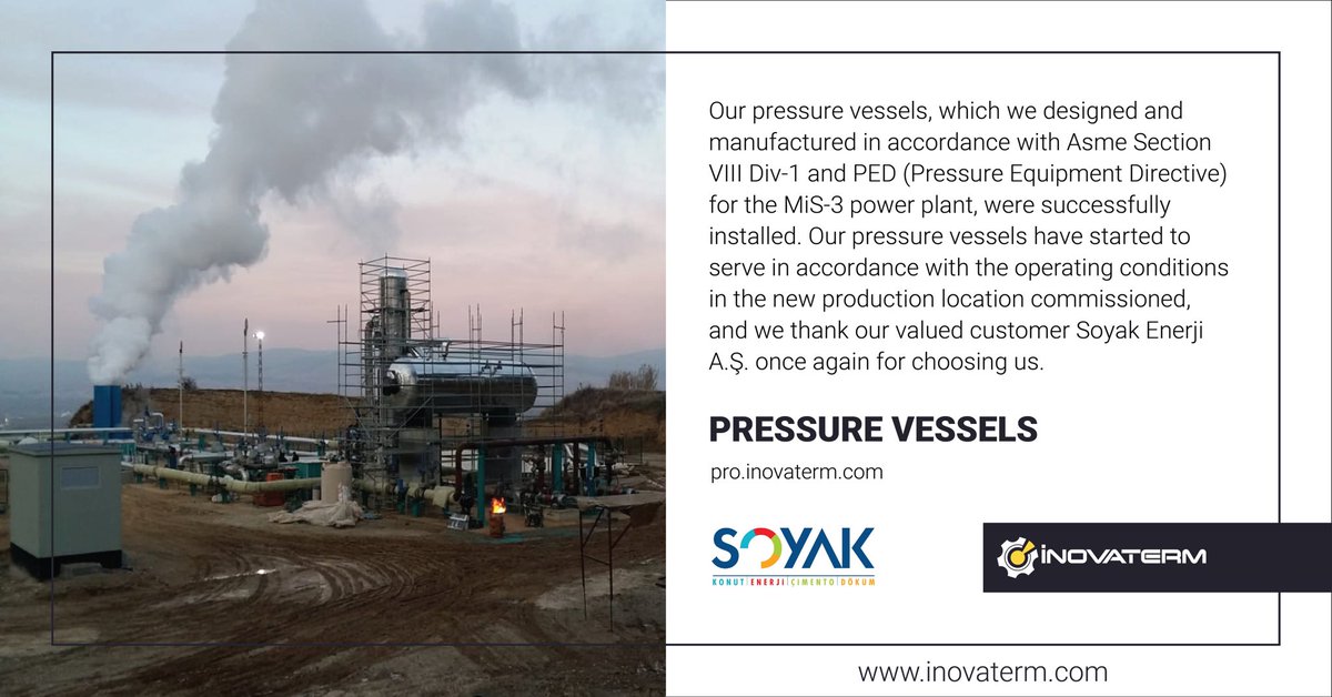 inovaterm's tweet photo. #inovaterm #industry #references #energy #ontimedelivery #geothermal #green #engineering #manufacturing #üretim #enerji #teslimat #jeotermal #referans #pressurevessel #basınçlıkap #asme https://t.co/hzIfG3VQYW