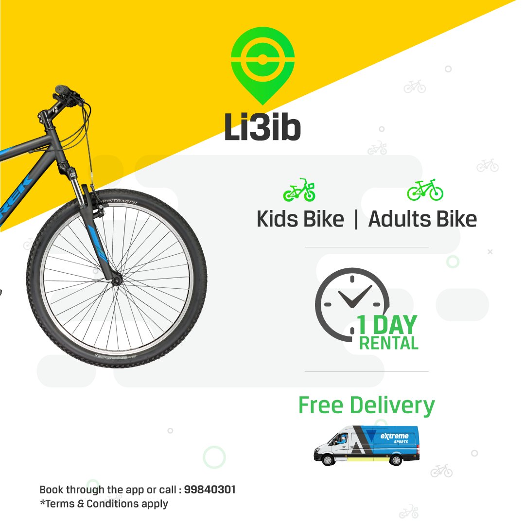 Li3ib's tweet photo. Biking made easy! 

Book high quality bikes and have them delivered straight to your house or the location of your choice and we'll pick them up the next day. 🚴‍♀️ https://t.co/0Xjk9ezsxG