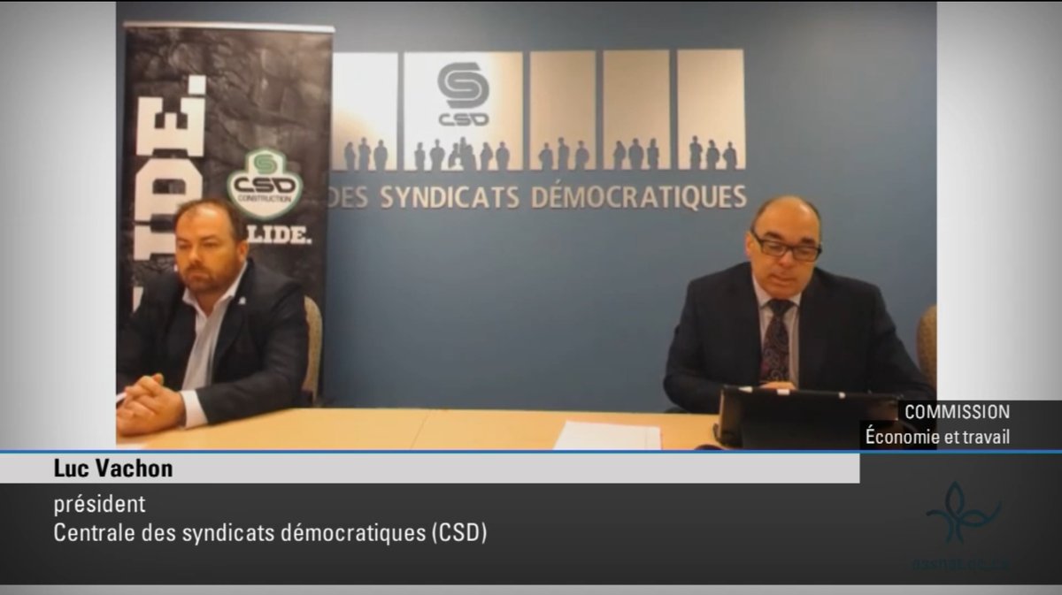 Le président de la CSD, Luc Vachon et le président de la <a href="/csdconstruction/">CSD Construction</a> Carl Dufour sont en commission parlementaire sur le #PL51

assnat.qc.ca/fr/video-audio…