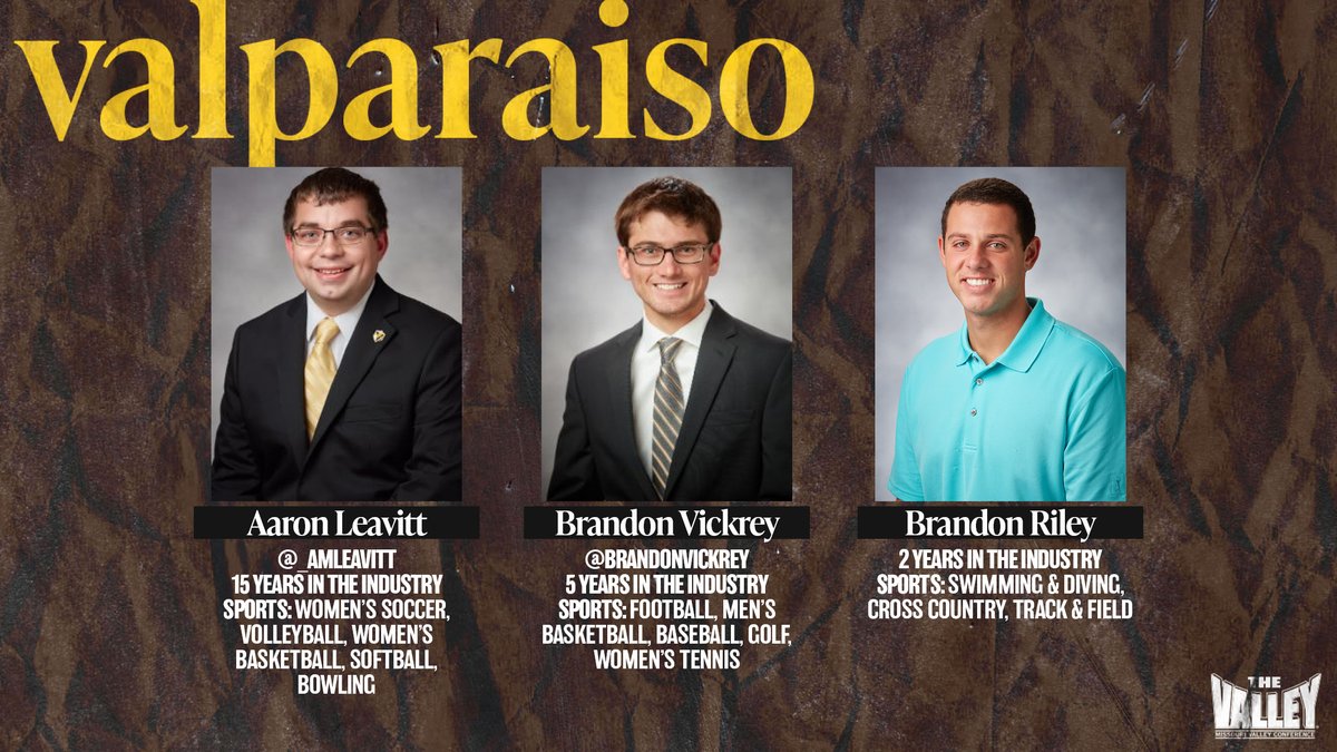 From  @valpoathletics - Aaron Leavitt ( @_amleavitt)- Brandon Vickrey ( @BrandonVickrey)- Brandon Riley  #TheValleyRunsDeep |  #ThankYourSID