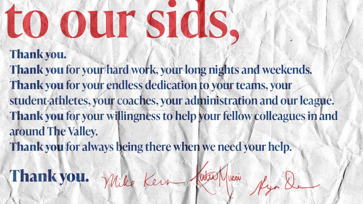 And with that, we at the Missouri Valley Conference say THANK YOU. #ThankYourSIDs |  @CoSIDAnews