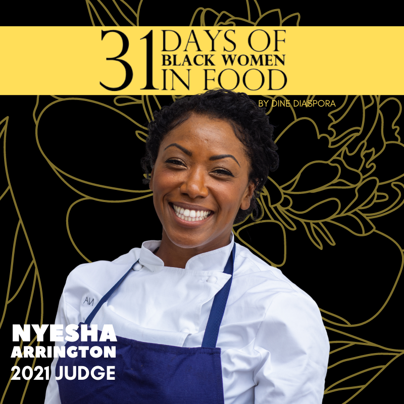 DineDiaspora's tweet photo. We are excited to announce that  Nyesha Arrington (@nyeshajoyce) will be a judge for our 2021 edition of “31 Days of Black Women in Food”-a celebration of the contributions of Black women in the food &amp; bev. industry during #womenshistorymonth!

#dinediaspora  #31BlackWomenInFood https://t.co/H8hTPdXqPE