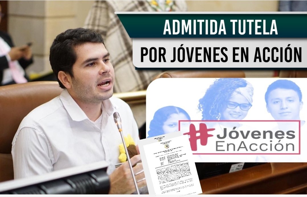 FabianDiazPlata's tweet photo. Fue #ADMITIDA la acción de #Tutela que Interpusimos contra el Gobierno #Duque por vulnerar los derechos de los beneficiarios de #JóvenesEnAccción al incumplir los pagos de los giros. https://t.co/ylgB6f2xZT