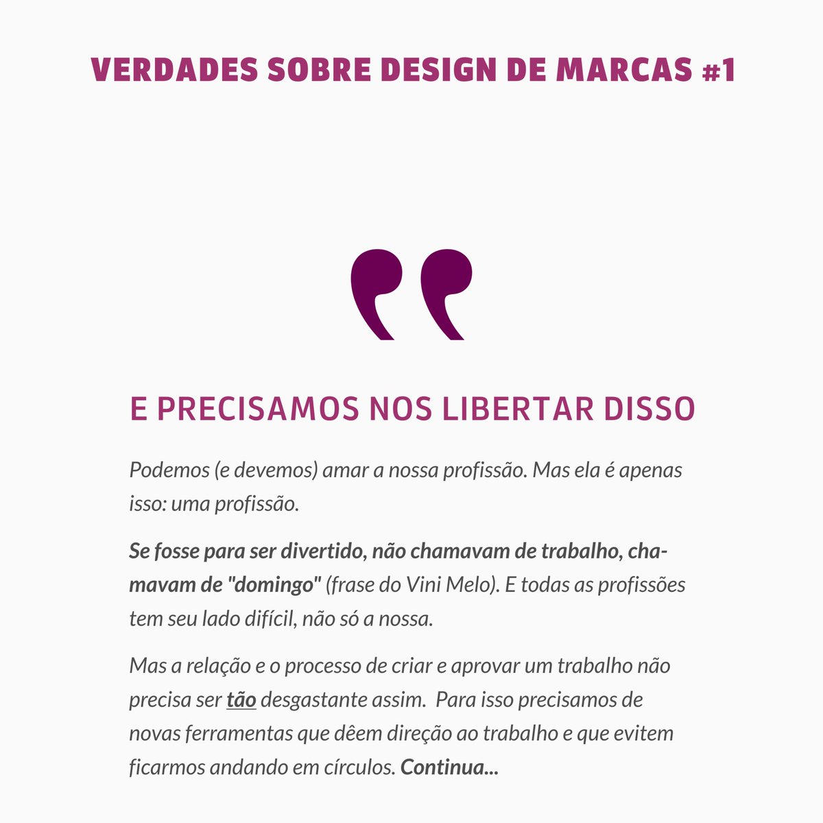 Brandster_brand's tweet photo. VERDADES sobre design de marcas #1
NÓS DESIGNERS NÃO GOSTAMOS DE CRIAR!
#cursodedesign #design #designdemarcas #identidadevisual #logodesign https://t.co/8LJaZ4zEVo