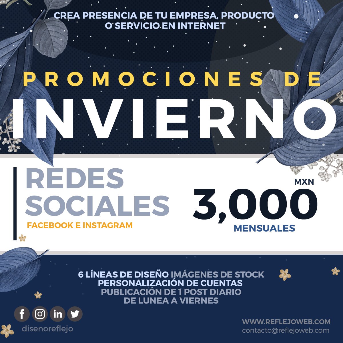 ReflejoD's tweet photo. Crea presencia en redes sociales y llega a miles de personas. Nosotros generamos contenido y administramos tus cuentas de lunes a viernes.
#redessociales #socialmedia #diseño #contenido #serviciosdediseño #presenciaeninternet #post  #publicidaddigital #marketingdigital https://t.co/ug1ZUolQve