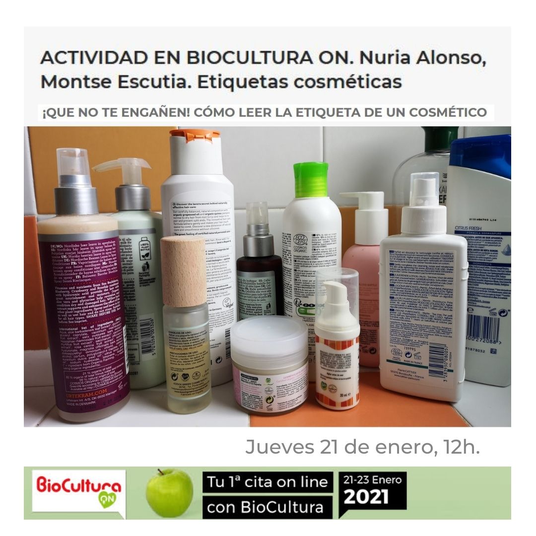 biocultura's tweet photo. ¿Sabes leer la etiqueta de un cosmético? ⁣⁣
⁣El greenwashing, está a la orden del día en la cosmética y saber interpretar las etiquetas nos ayudará a elegir bien qué producto comprar 💪🏼⁣
⁣
👉🏼Nuria Alonso y Montse Escutia estarán hablando sobre esto el 21 de enero a las 12 h. https://t.co/cXXZToYvyA