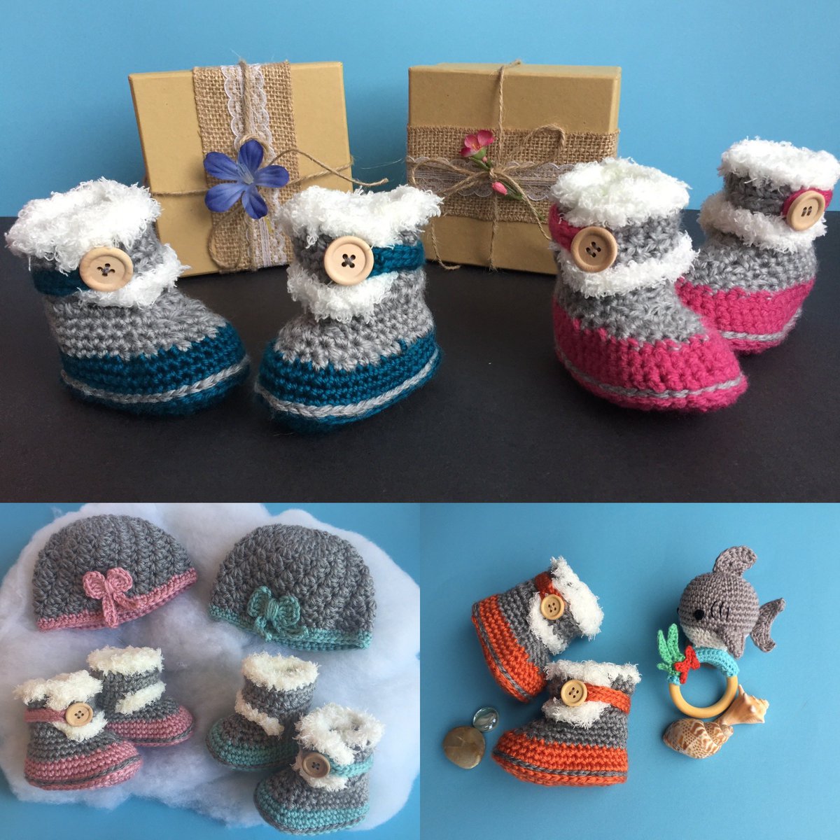 ChicYarnDesigns's tweet photo. Looking for the perfect gift for the little one in your life? Wrap them in warmth with their very own pair of fuzzy winter booties. Featuring double soles for extra warmth and soft and fuzzy trim. #baby #babyclothing #babygift #babybooties #babyshoes #babyslippers #winterbaby https://t.co/98uiQhRIGn