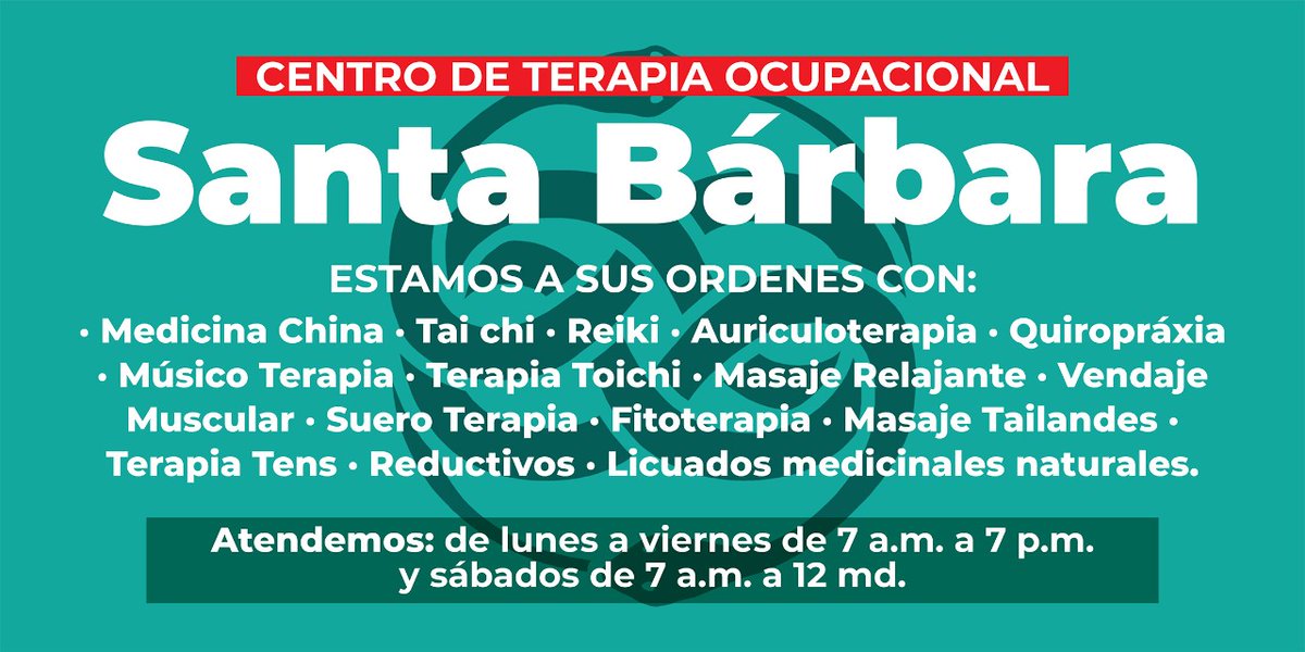 La OMS apuesta abiertamente  las denominadas medicinas tradicionales complementarias como solución a los problemas que vive el mundo a causa de las crisis ; es por eso que en Centro de Terapia  Ocupacional Santa Barbara  ofrecemos diversidad de métodos alternativos.